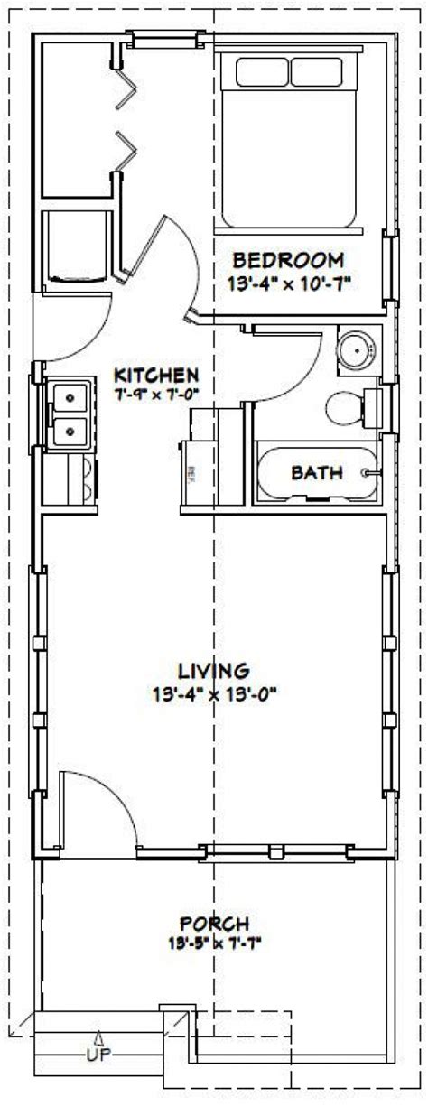 This tiny home is two floors, with a bathroom, kitchen, office area, bedroom loft, and shelves and storage throughout. . 14x32 tiny house plans